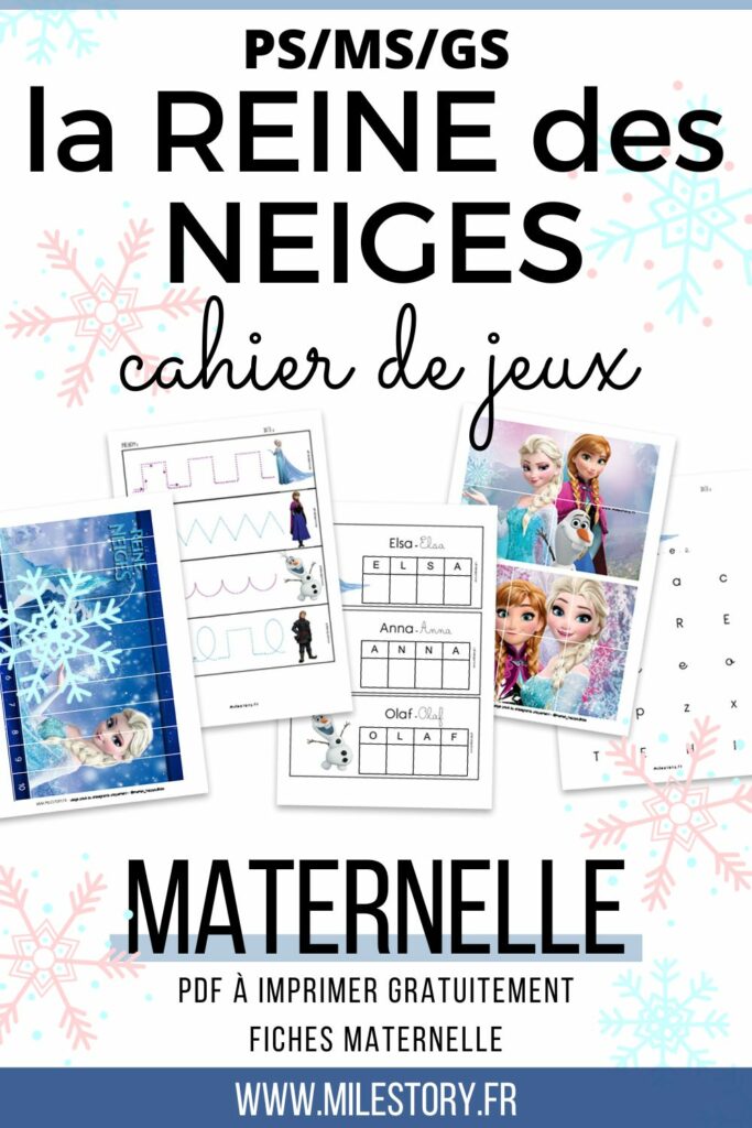 cahier d'activités reine des neiges à imprimer maternelle