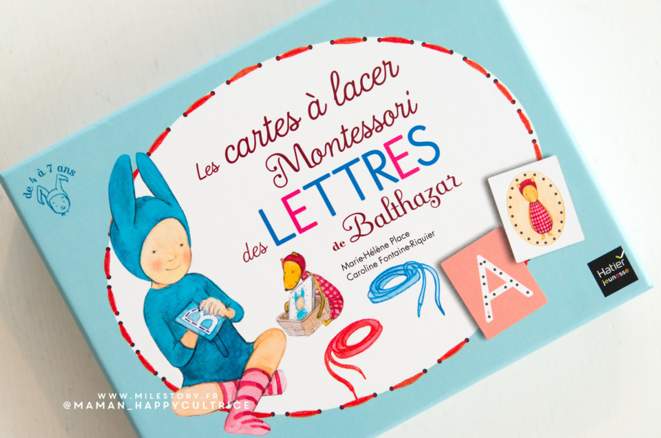 Les cartes à lacer Montessori des lettres de Balthazar