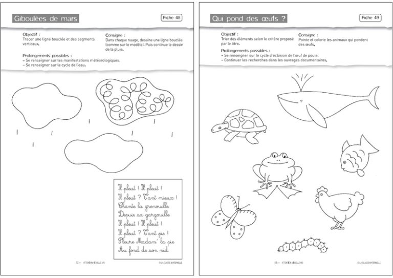 Fiches moyenne section maternelle à imprimer - Milestory.fr Fiches d