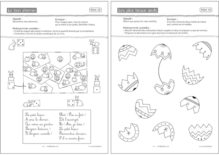 Fiches moyenne section maternelle à imprimer - Milestory.fr Fiches d