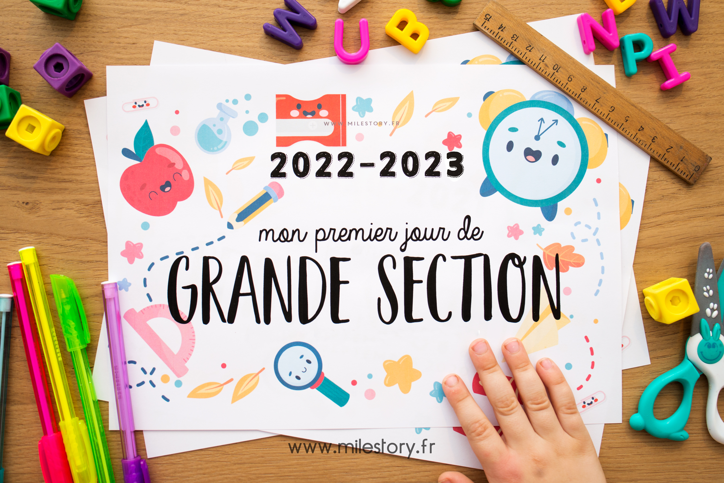 Affiches Premier Jour D Ecole Rentree 22 23 Nounou Creche Ps Ms Gs Cp Ce1 Ce2 Cm1 Cm2 6eme Milestory Fr